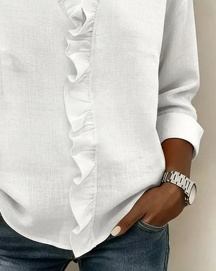 Indie | Bluse con volant, scollatura a V e maniche lunghe