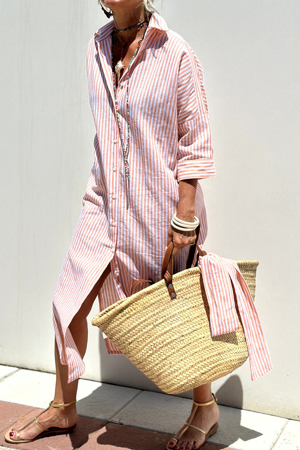 Sophia | Abito camicia a righe senza tempo con comfort elegante