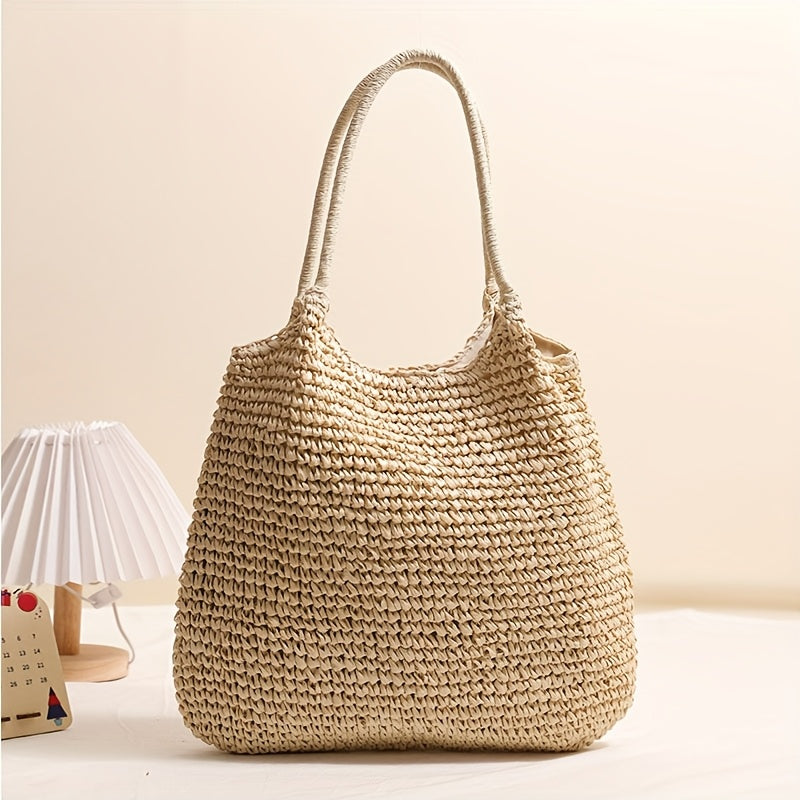 Natalina | Borsa a Tracolla in Paglia Intrecciata - Naturale