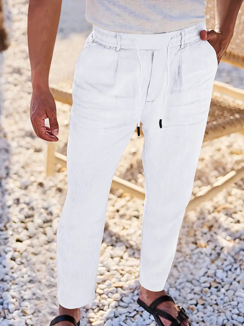 NICHOLS | PANTALONI LARGHI IN LINO CON CORDINO