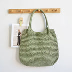 Matilde | Borsa a Tracolla in Paglia Intrecciata - Verde Salvia