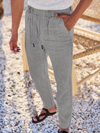 NICHOLS | PANTALONI LARGHI IN LINO CON CORDINO
