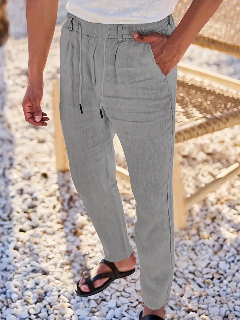 NICHOLS | PANTALONI LARGHI IN LINO CON CORDINO