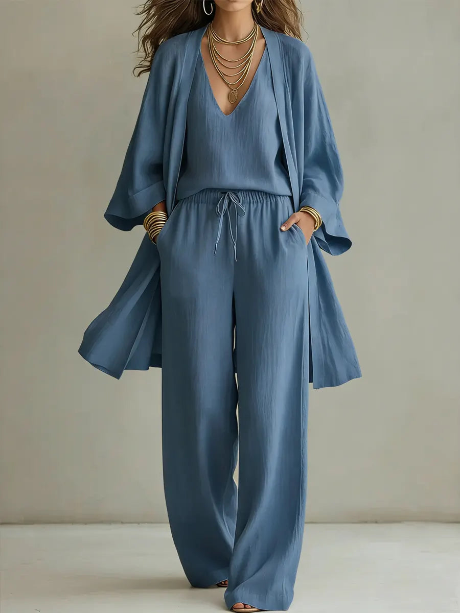 Isabelle | Completo homewear 3 pezzi in lino casual