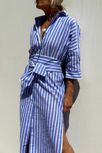 Sophia | Abito camicia a righe senza tempo con comfort elegante