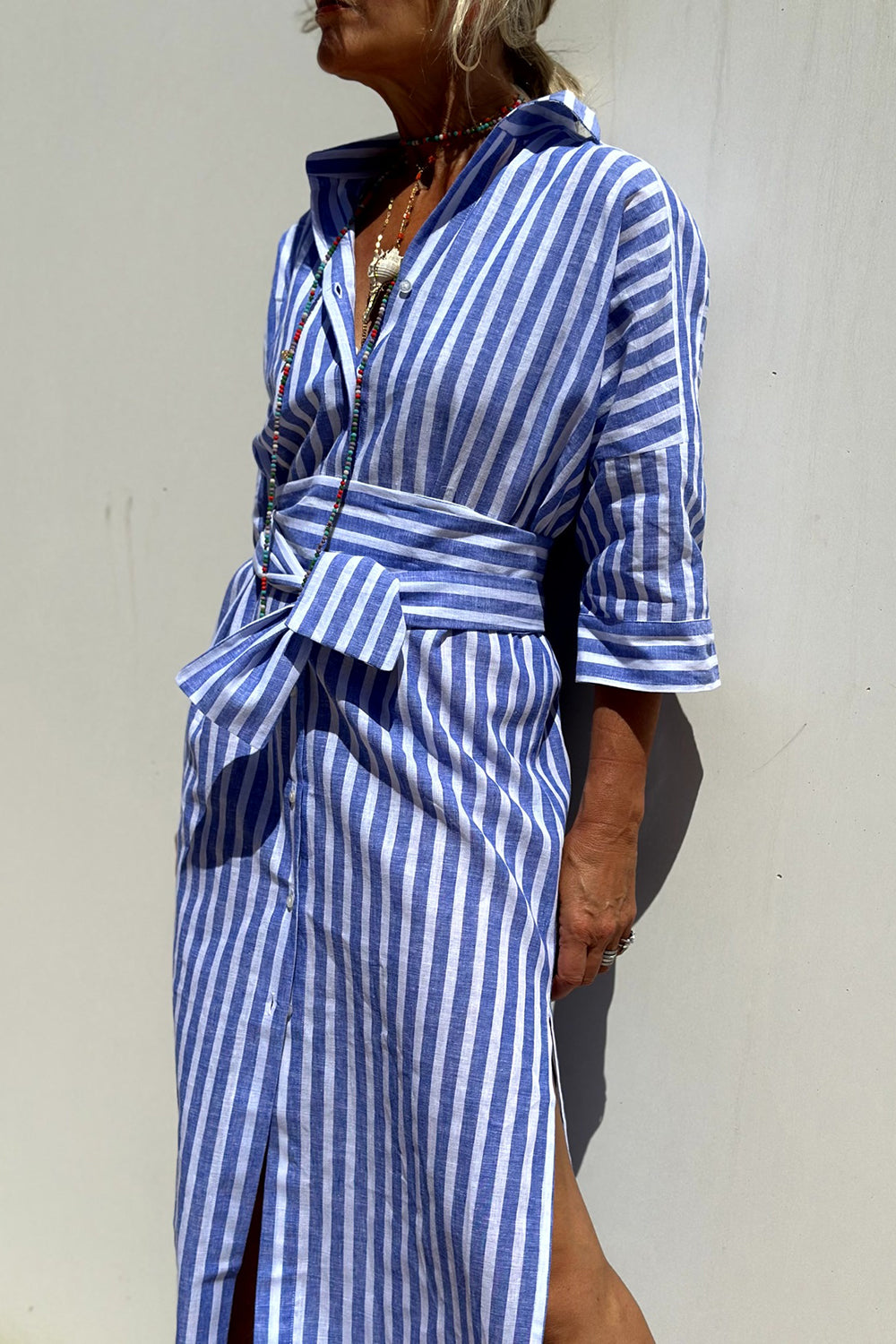 Sophia | Abito camicia a righe senza tempo con comfort elegante