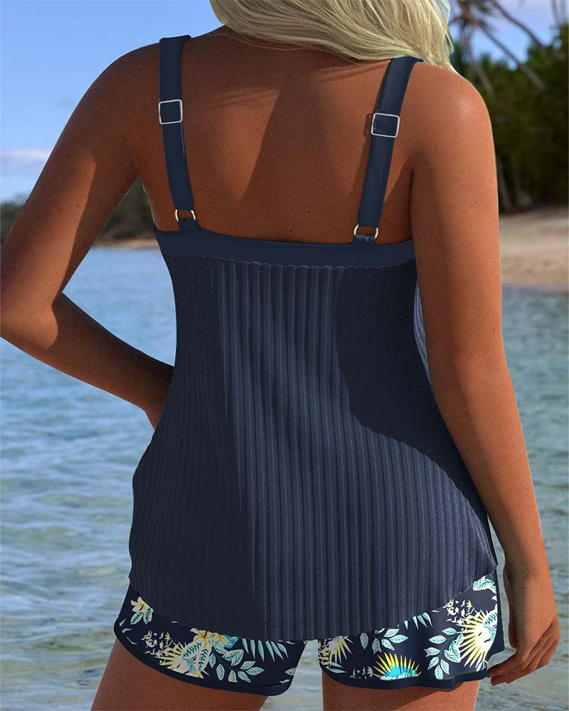 Laluna® | Tankini a righe con pantaloni da spiaggia a due pezzi