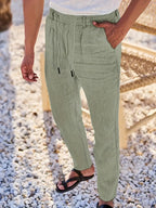 NICHOLS | PANTALONI LARGHI IN LINO CON CORDINO