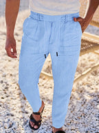 NICHOLS | PANTALONI LARGHI IN LINO CON CORDINO