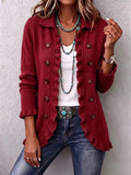 Marthe | Giacca in Maglia Rossa Rubino a Volant