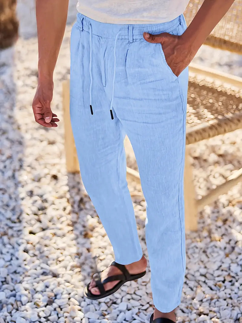 NICHOLS | PANTALONI LARGHI IN LINO CON CORDINO