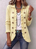 Orlane | Giacca in Maglia Righe Crema con Volant