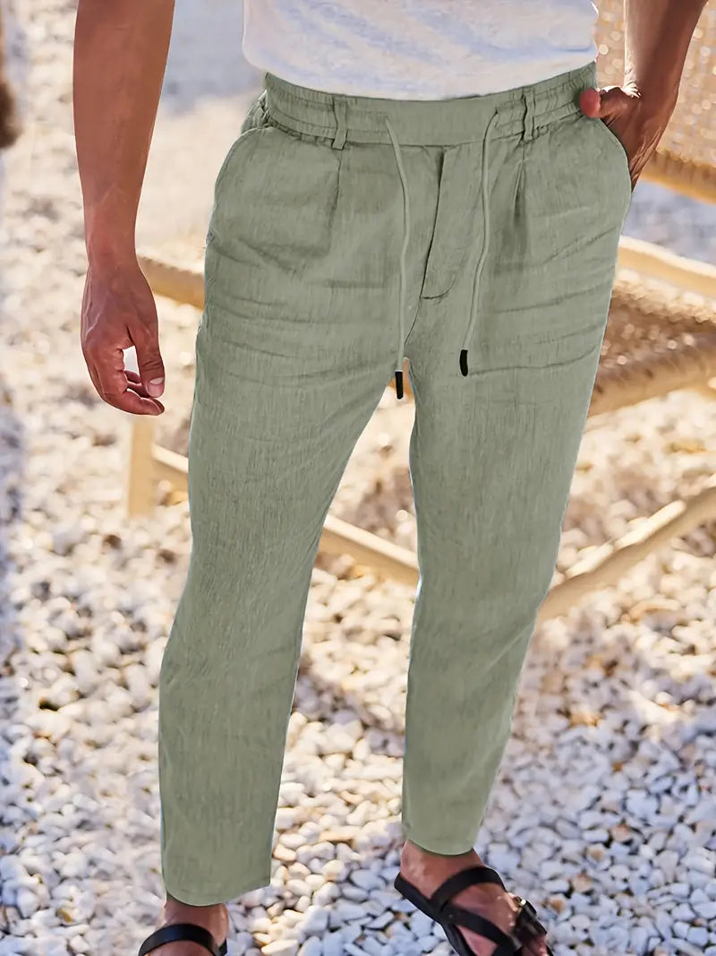 NICHOLS | PANTALONI LARGHI IN LINO CON CORDINO