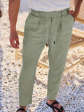 NICHOLS | PANTALONI LARGHI IN LINO CON CORDINO