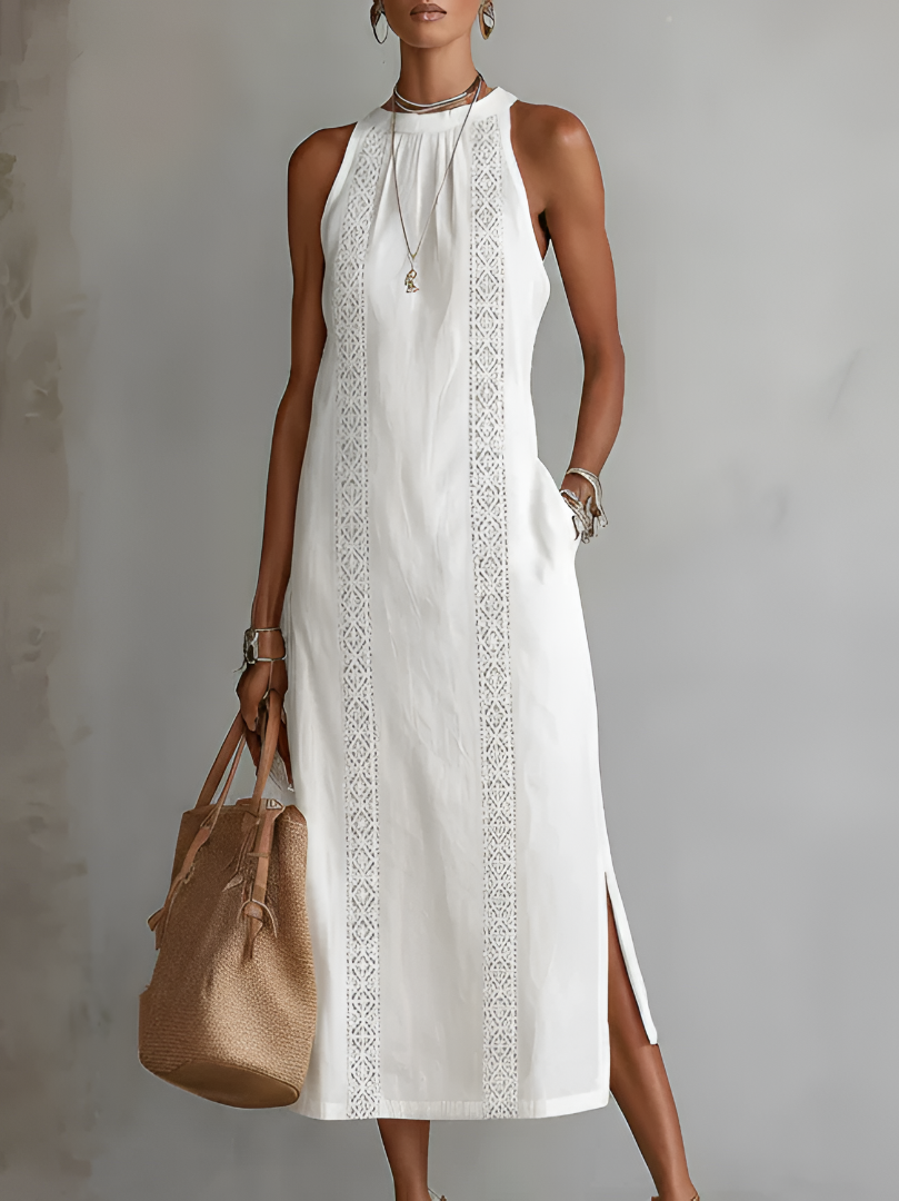 Amandine | Il vestito lungo bianco in lino elegante
