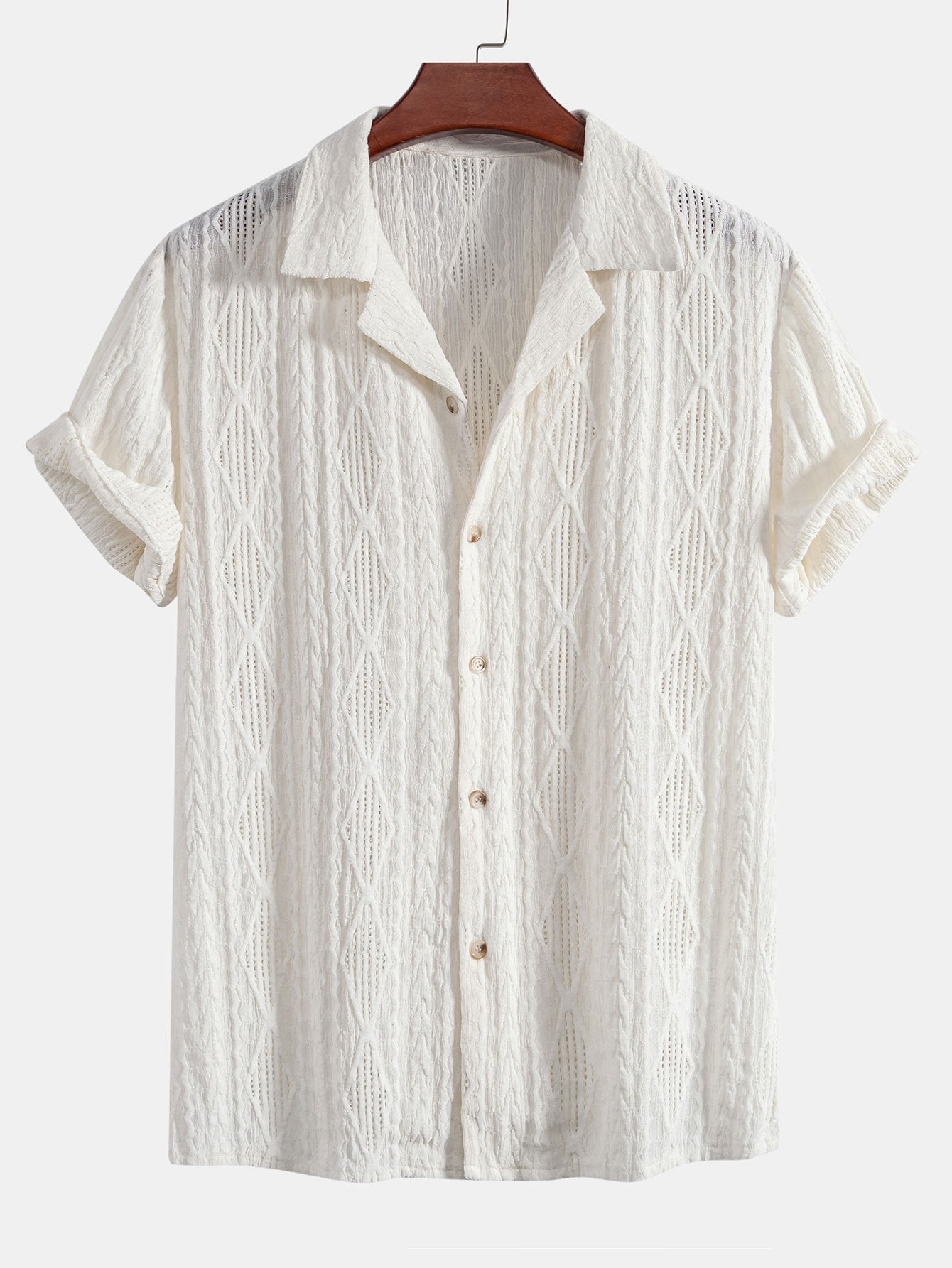 Camicia Cubana Jacquard Geometrico
