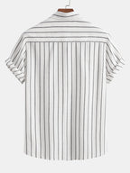 Camicia a Righe in Mix di Cotone con Bottoni
