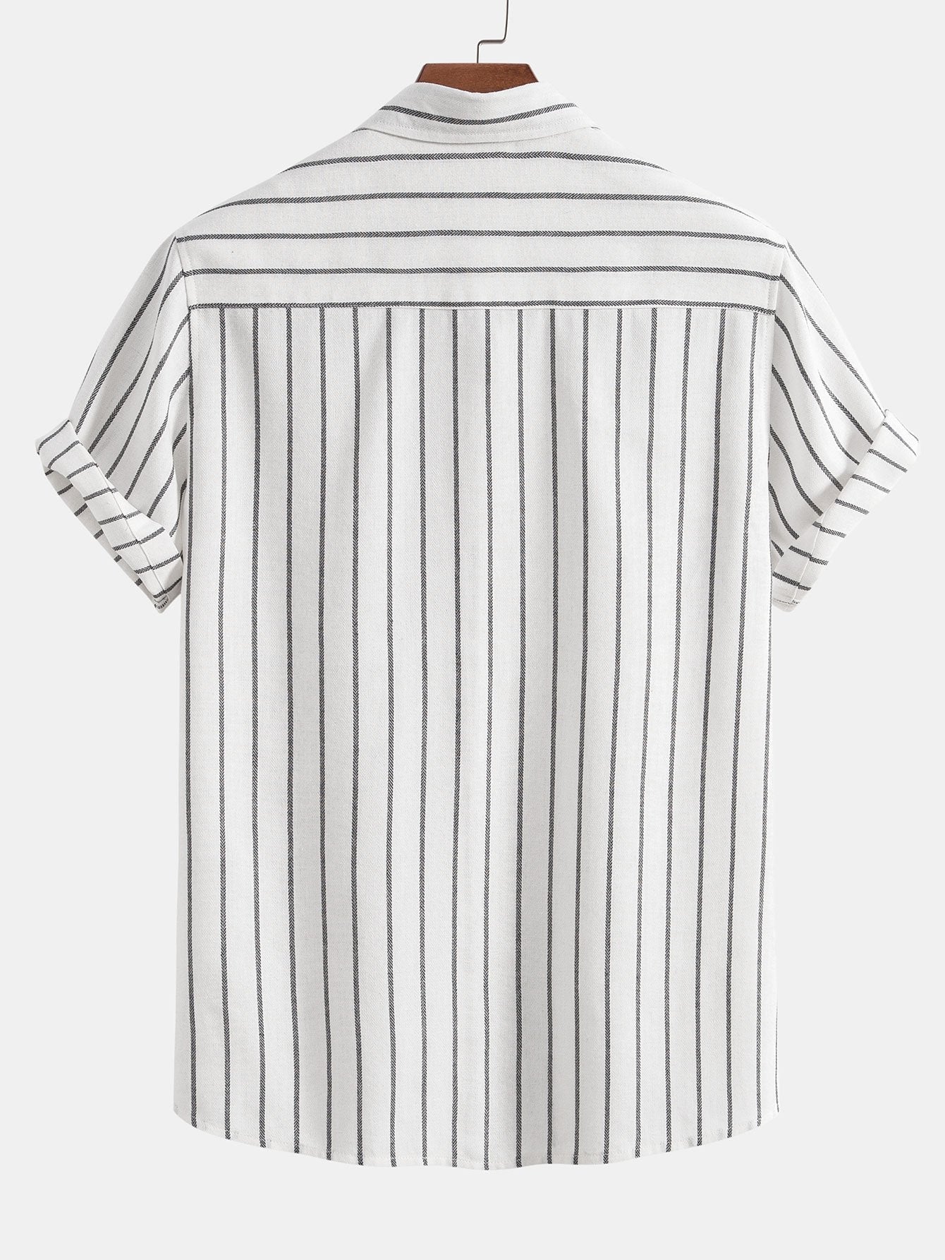Camicia a Righe in Mix di Cotone con Bottoni
