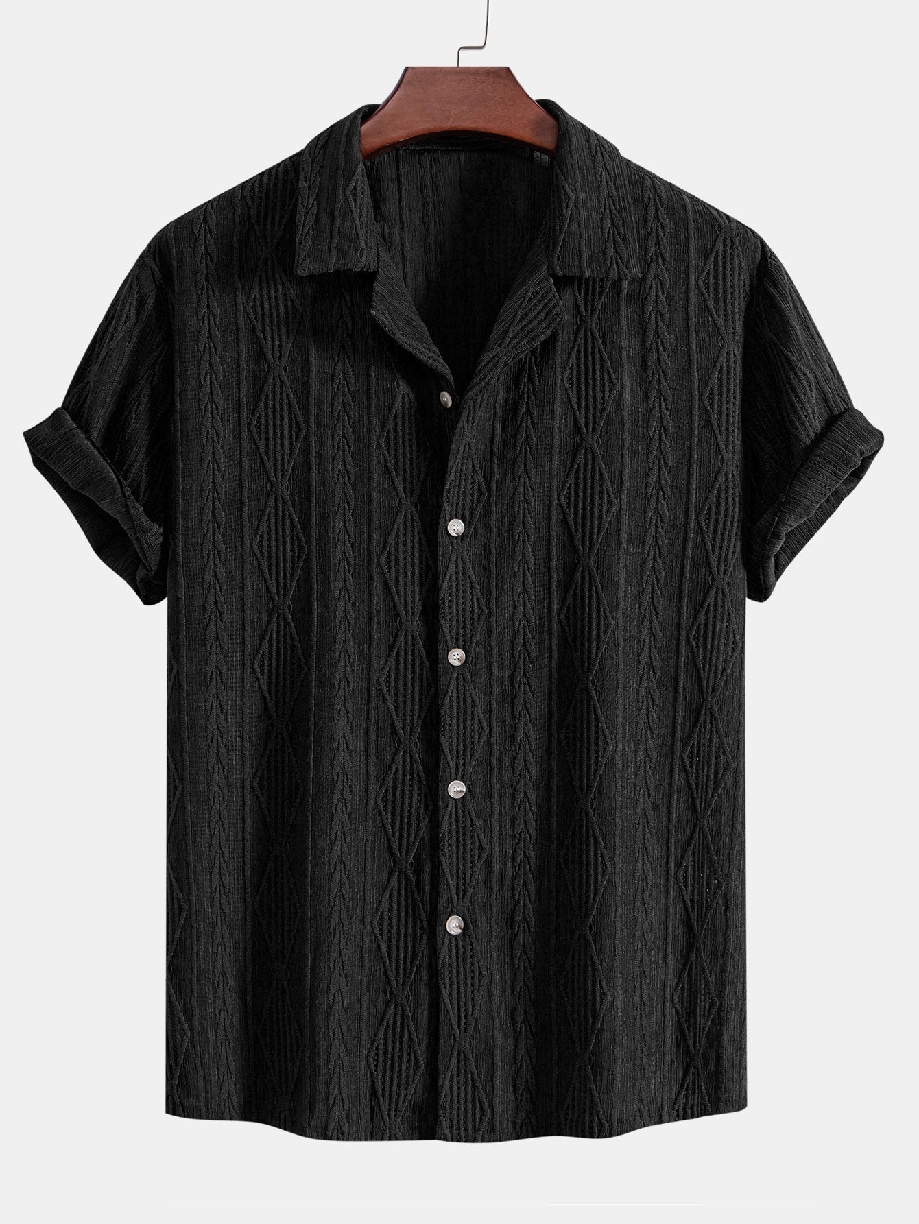 Camicia Cubana Jacquard Geometrico