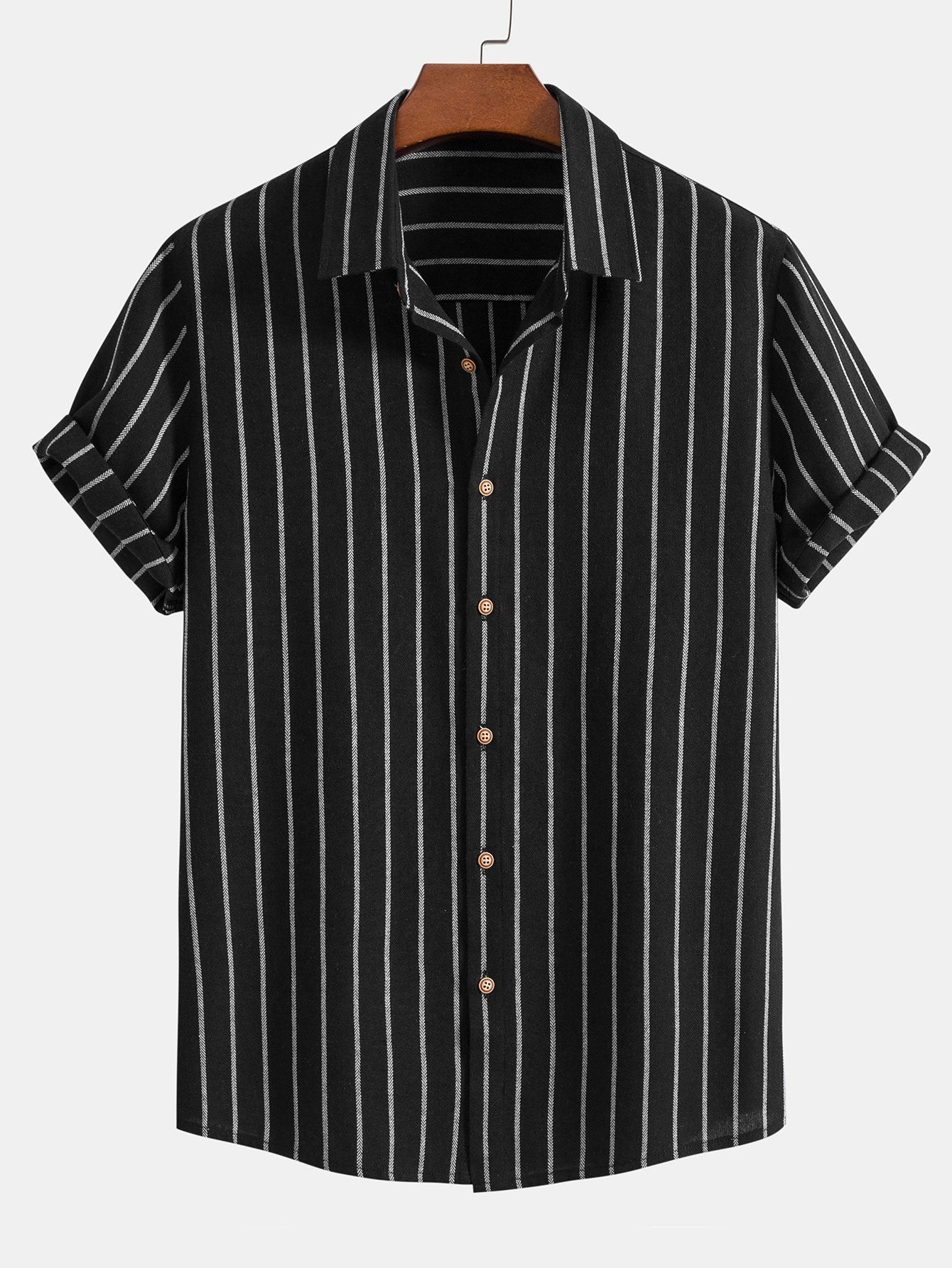 Camicia a Righe in Mix di Cotone con Bottoni