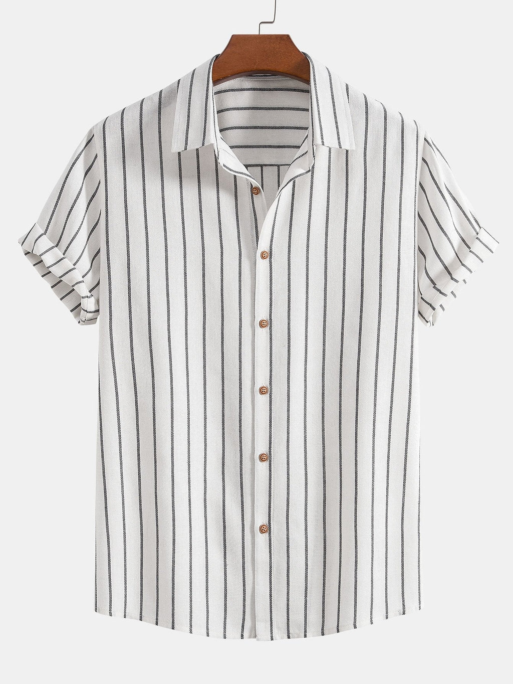 Camicia a Righe in Mix di Cotone con Bottoni