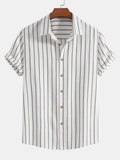Camicia a Righe in Mix di Cotone con Bottoni