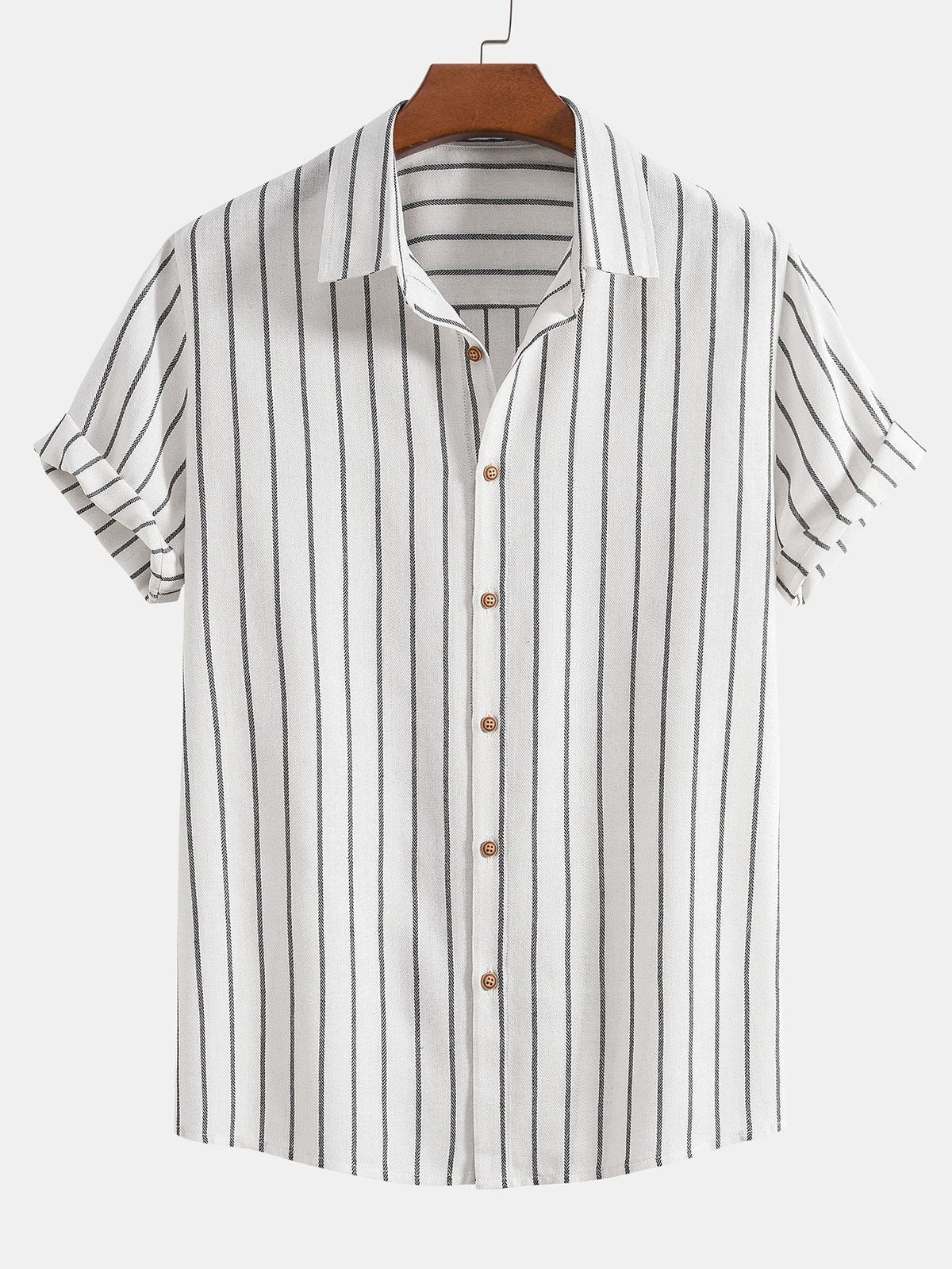 Camicia a Righe in Mix di Cotone con Bottoni