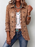 Noémie | Giacca Bohemien Floreale Vintage Marrone con Volant
