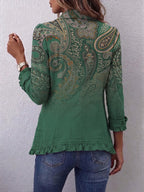 Cosette | Giacca Bohémien Paisley Verde con Volant