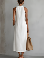 Jimena | Abito midi casual ricamato con colletto alla coreana