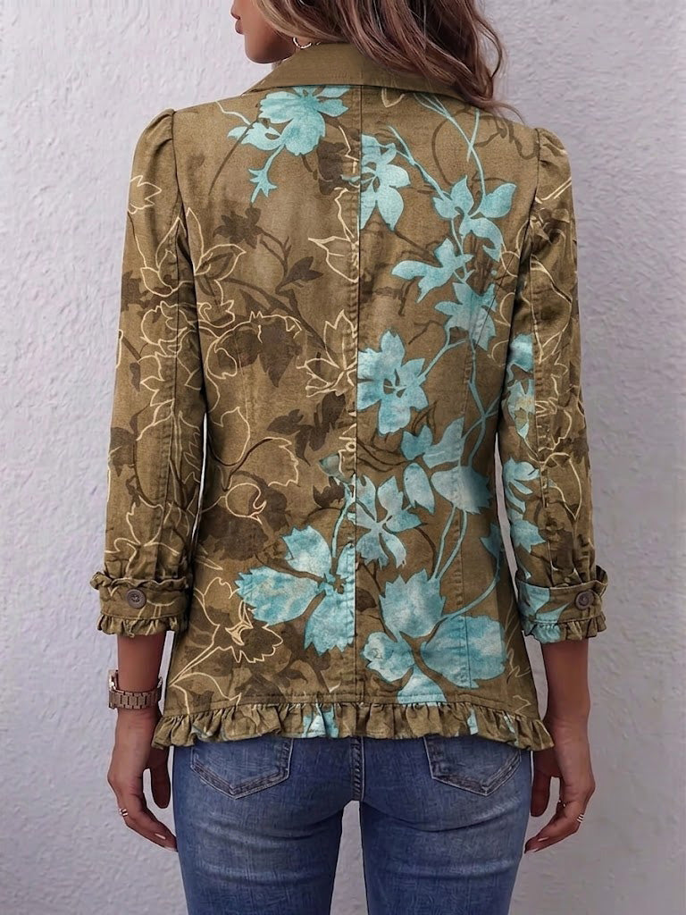 Blanche | Giacca Bohémien Floreale Vintage Gradiente con Volant