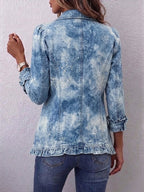 Guenièvre | Giacca Bohémien Botanica Vintage Sfumata Blu con Volant