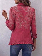 Iseult | Giacca Paisley Vintage Rosa Antico con Volant