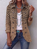Donatienne | Giacca Vintage Leopardata Gradiente Cammello con Volant