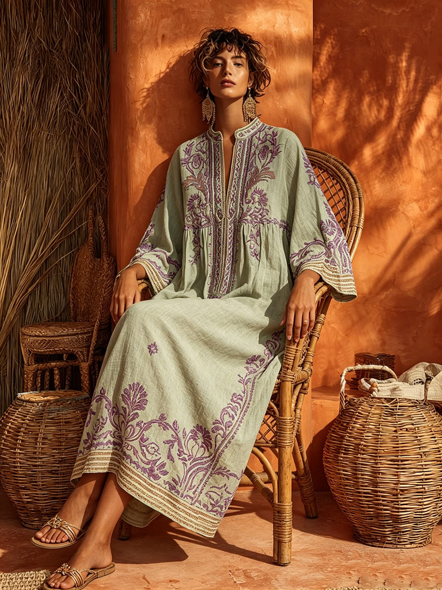 Célestine | Il vestito bohémien ricamato con charme mediterraneo