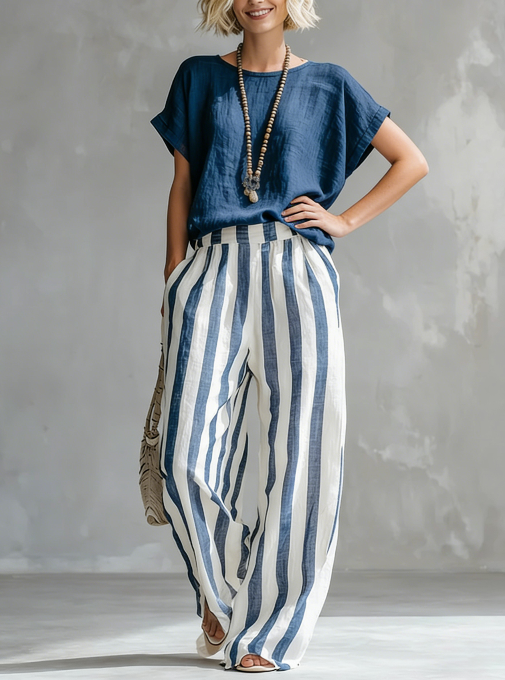 Inès | Completo due pezzi a righe e casual