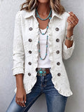 Camille | Giacca Bohemien-Chic Ricamata Fiori Avorio con Finiture Arricciate