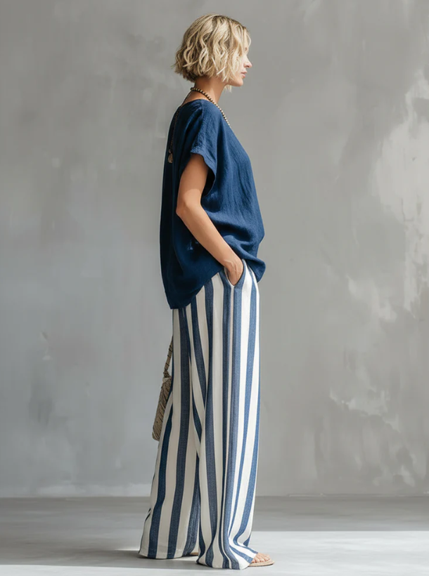 Inès | Completo due pezzi a righe e casual