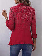 Gaëlle | Giacca Bohemien Paisley Sfumata Rossa con Volant