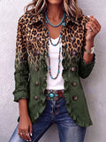 Louise | Blazer Leopardo Sfumato Verde Oliva con Volant