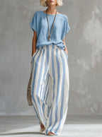 Inès | Completo due pezzi a righe e casual