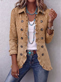 Claire | Giacca Western Stampata Kaki con Volant