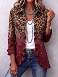 Olivia | Blazer Leopardo Gradiente Bordeaux con Volant