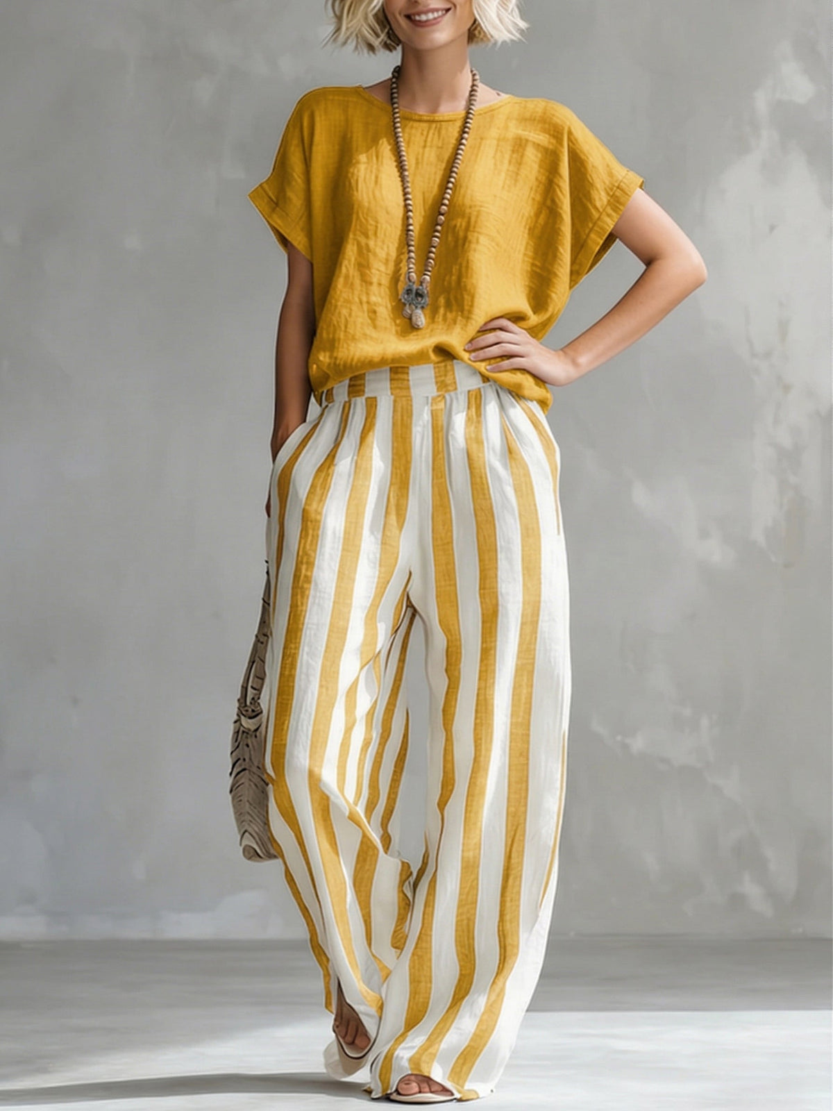 Inès | Completo due pezzi a righe e casual