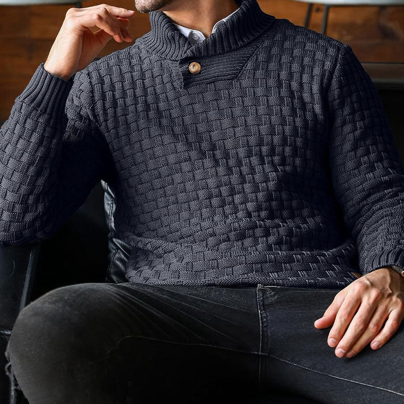 Maglione Luxe Uomo con Struttura a Rilievo - Pullover con Collo Alto
