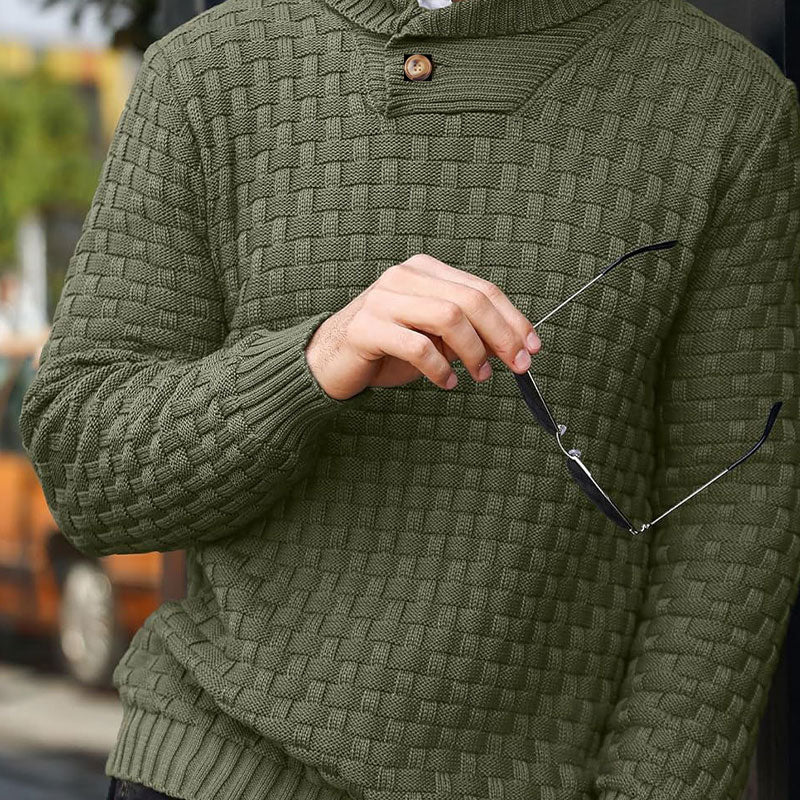 Maglione Luxe Uomo con Struttura a Rilievo - Pullover con Collo Alto