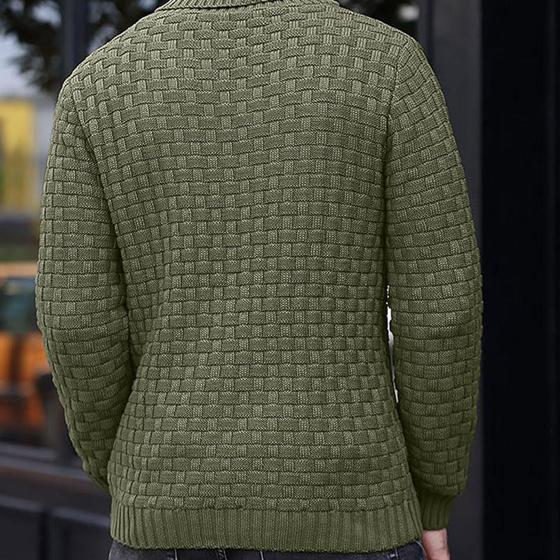 Maglione Luxe Uomo con Struttura a Rilievo - Pullover con Collo Alto