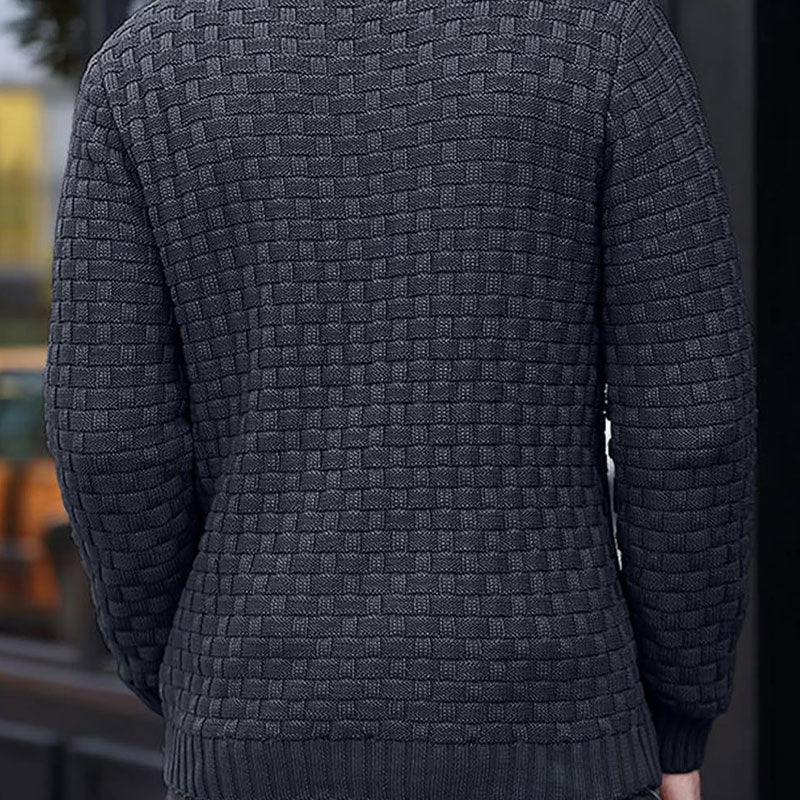 Maglione Luxe Uomo con Struttura a Rilievo - Pullover con Collo Alto
