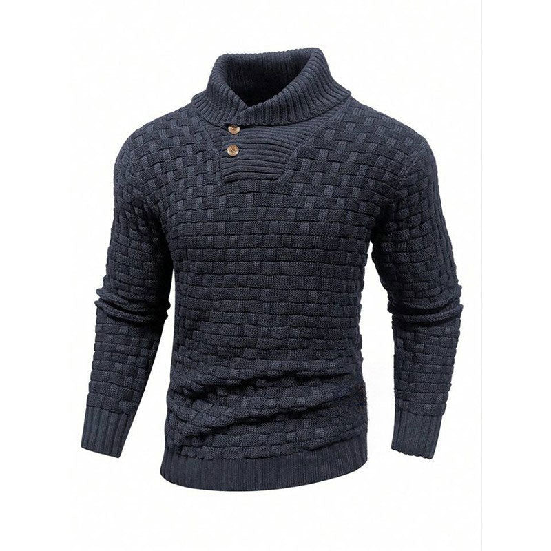 Maglione Luxe Uomo con Struttura a Rilievo - Pullover con Collo Alto