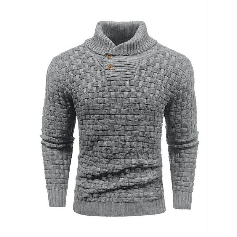 Maglione Luxe Uomo con Struttura a Rilievo - Pullover con Collo Alto